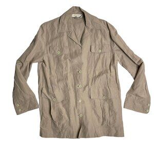🧥 Stella McCartney Linen Blend Mid Length Button Coat Beige Size 40 Medium